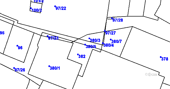 Parcela st. 380/5 v KÚ Velké Pavlovice, Katastrální mapa