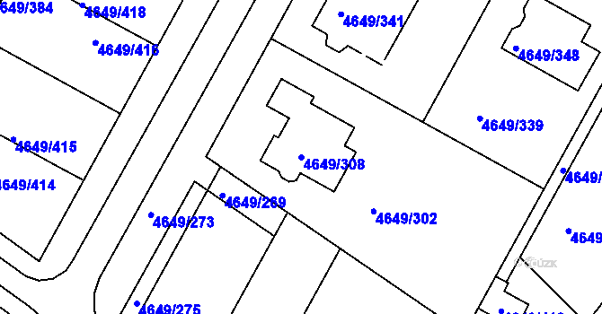 Parcela st. 4649/308 v KÚ Velké Pavlovice, Katastrální mapa