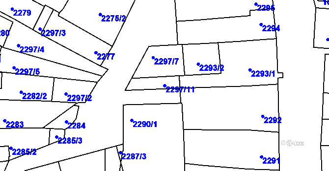 Parcela st. 2297/11 v KÚ Velké Pavlovice, Katastrální mapa