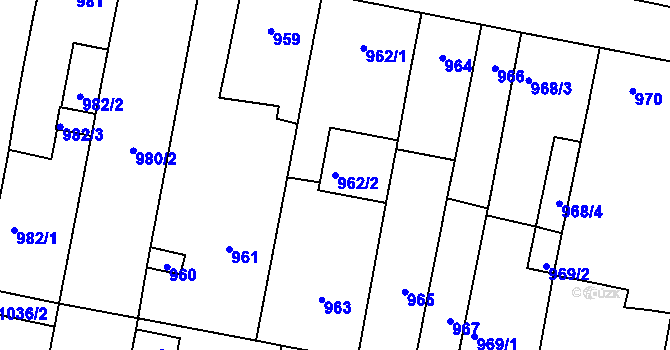 Parcela st. 962/2 v KÚ Velké Pavlovice, Katastrální mapa