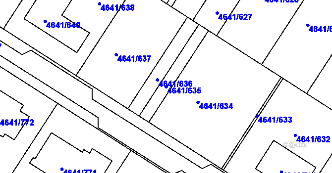 Parcela st. 4641/635 v KÚ Velké Pavlovice, Katastrální mapa