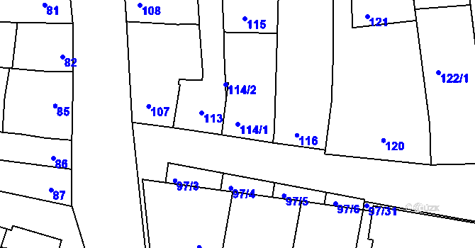 Parcela st. 114/1 v KÚ Velké Pavlovice, Katastrální mapa