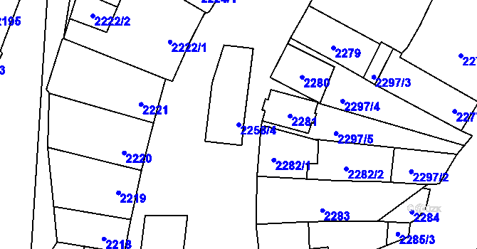 Parcela st. 2258/4 v KÚ Velké Pavlovice, Katastrální mapa