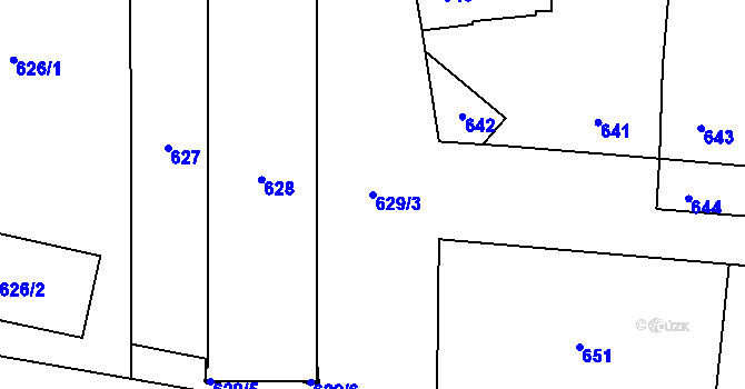 Parcela st. 629/3 v KÚ Velké Pavlovice, Katastrální mapa
