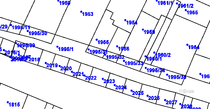 Parcela st. 1995/32 v KÚ Velké Pavlovice, Katastrální mapa