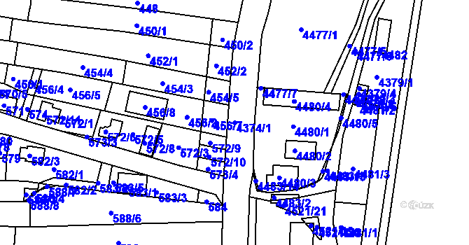 Parcela st. 4374/1 v KÚ Velké Pavlovice, Katastrální mapa