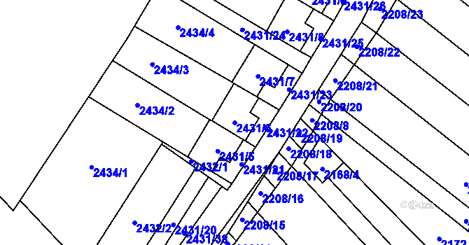 Parcela st. 2431/6 v KÚ Velké Pavlovice, Katastrální mapa