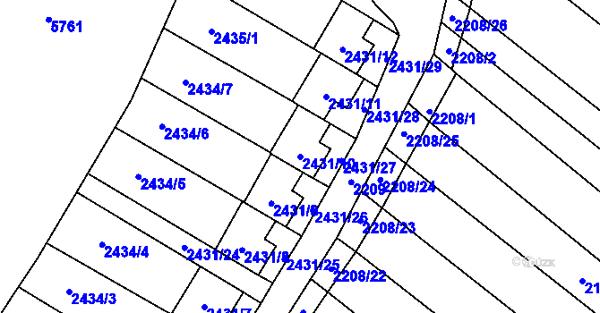 Parcela st. 2431/10 v KÚ Velké Pavlovice, Katastrální mapa