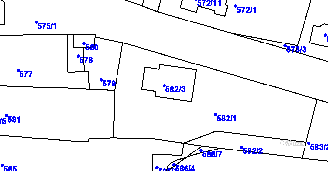 Parcela st. 582/3 v KÚ Velké Pavlovice, Katastrální mapa