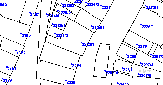 Parcela st. 2222/1 v KÚ Velké Pavlovice, Katastrální mapa