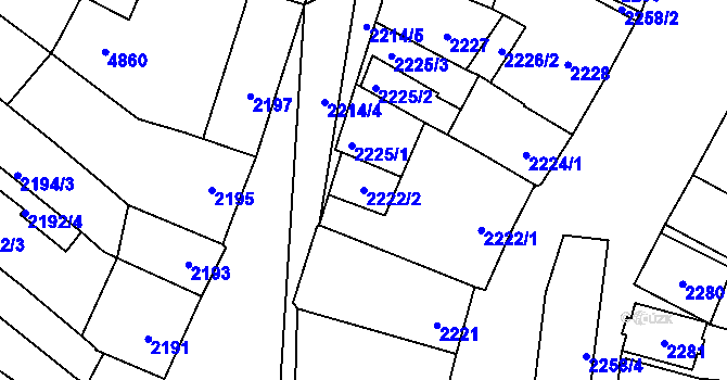 Parcela st. 2222/2 v KÚ Velké Pavlovice, Katastrální mapa