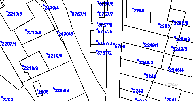 Parcela st. 5757/2 v KÚ Velké Pavlovice, Katastrální mapa