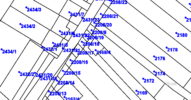 Parcela st. 2168/4 v KÚ Velké Pavlovice, Katastrální mapa