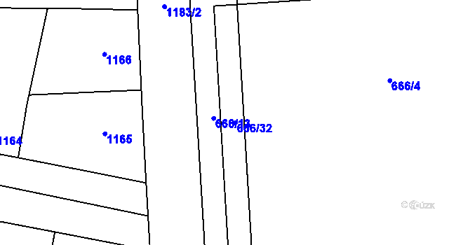 Parcela st. 666/32 v KÚ Velké Pavlovice, Katastrální mapa