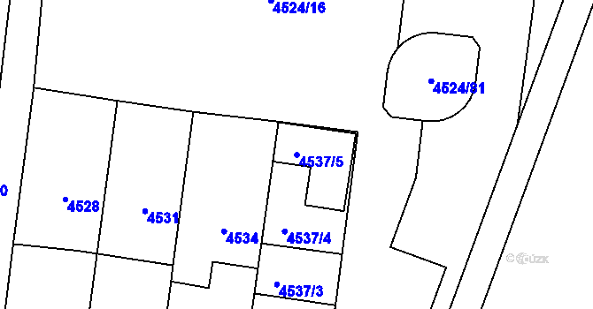 Parcela st. 4537/5 v KÚ Velké Pavlovice, Katastrální mapa