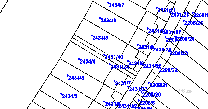 Parcela st. 2431/40 v KÚ Velké Pavlovice, Katastrální mapa