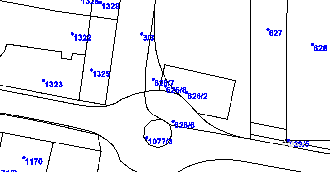 Parcela st. 626/8 v KÚ Velké Pavlovice, Katastrální mapa