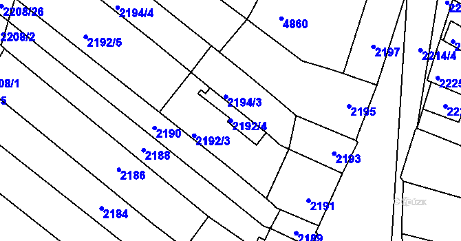 Parcela st. 2192/4 v KÚ Velké Pavlovice, Katastrální mapa