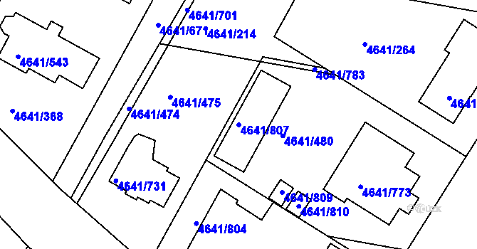 Parcela st. 4641/807 v KÚ Velké Pavlovice, Katastrální mapa