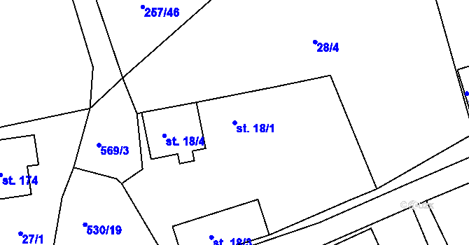 Parcela st. 18/1 v KÚ Velké Petrovice, Katastrální mapa
