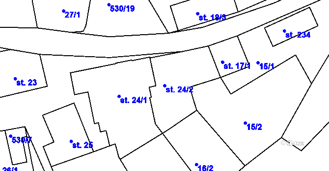 Parcela st. 24/2 v KÚ Velké Petrovice, Katastrální mapa