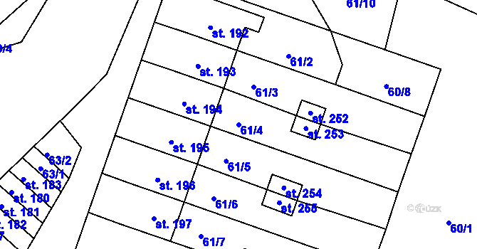 Parcela st. 61/4 v KÚ Velké Petrovice, Katastrální mapa
