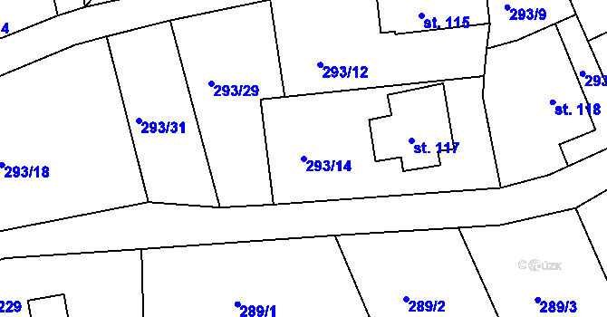 Parcela st. 293/14 v KÚ Velké Petrovice, Katastrální mapa