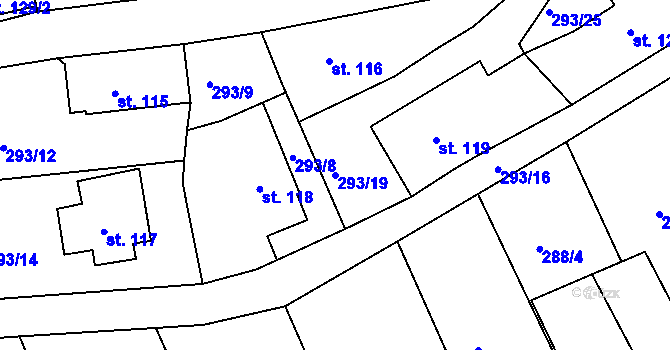 Parcela st. 293/19 v KÚ Velké Petrovice, Katastrální mapa