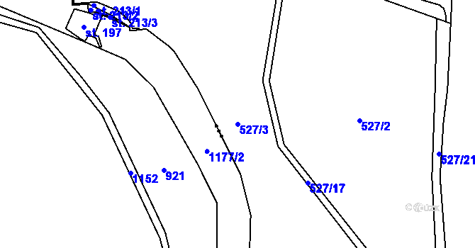 Parcela st. 527/3 v KÚ Velké Petrovice, Katastrální mapa