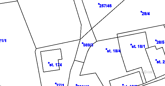 Parcela st. 569/3 v KÚ Velké Petrovice, Katastrální mapa