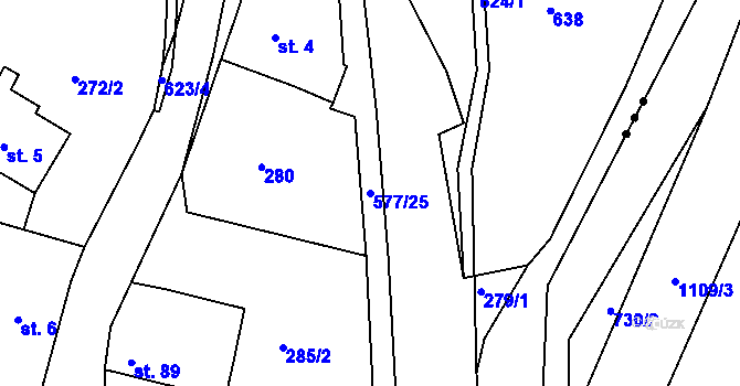 Parcela st. 577/25 v KÚ Velké Petrovice, Katastrální mapa