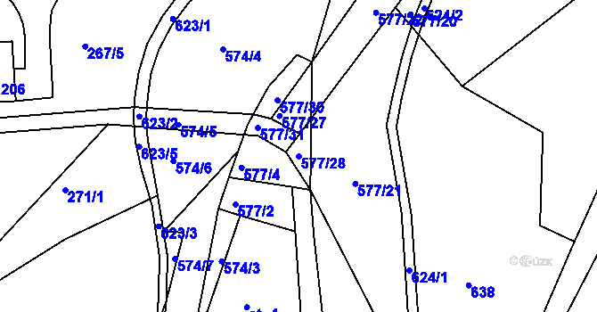 Parcela st. 577/28 v KÚ Velké Petrovice, Katastrální mapa
