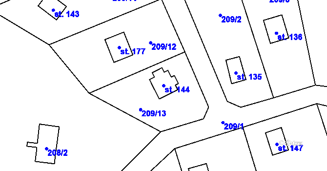 Parcela st. 144 v KÚ Lojovice, Katastrální mapa
