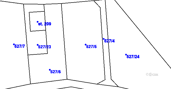 Parcela st. 527/5 v KÚ Lojovice, Katastrální mapa