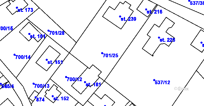 Parcela st. 701/25 v KÚ Lojovice, Katastrální mapa