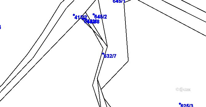 Parcela st. 632/7 v KÚ Mokřany u Velkých Popovic, Katastrální mapa