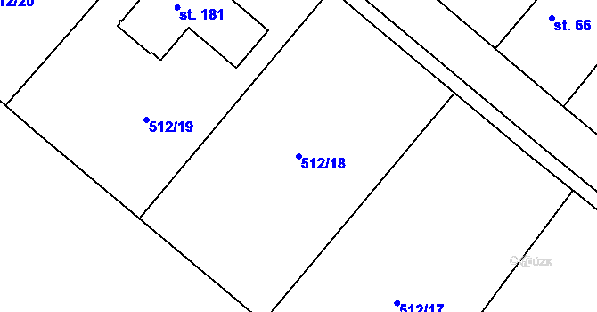 Parcela st. 512/18 v KÚ Mokřany u Velkých Popovic, Katastrální mapa
