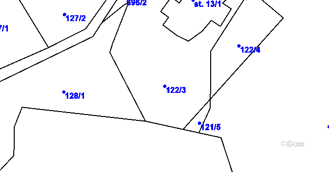 Parcela st. 122/3 v KÚ Mokřany u Velkých Popovic, Katastrální mapa