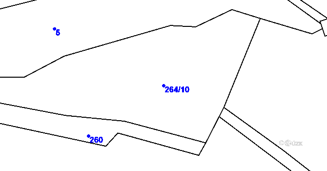 Parcela st. 264/10 v KÚ Mokřany u Velkých Popovic, Katastrální mapa