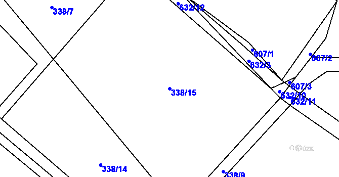Parcela st. 338/15 v KÚ Mokřany u Velkých Popovic, Katastrální mapa