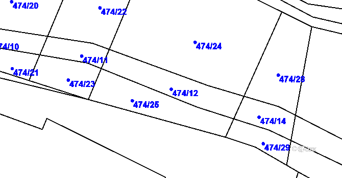 Parcela st. 474/12 v KÚ Mokřany u Velkých Popovic, Katastrální mapa
