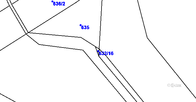 Parcela st. 632/16 v KÚ Mokřany u Velkých Popovic, Katastrální mapa