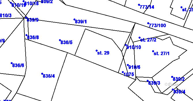 Parcela st. 29 v KÚ Velké Popovice, Katastrální mapa