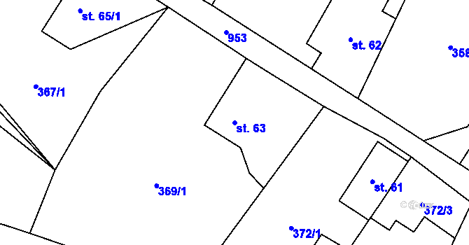 Parcela st. 63 v KÚ Velké Popovice, Katastrální mapa
