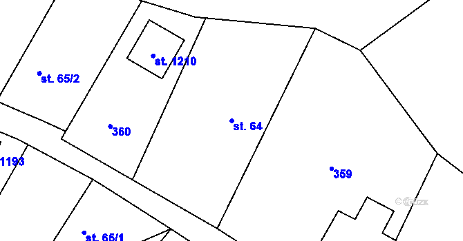 Parcela st. 64 v KÚ Velké Popovice, Katastrální mapa