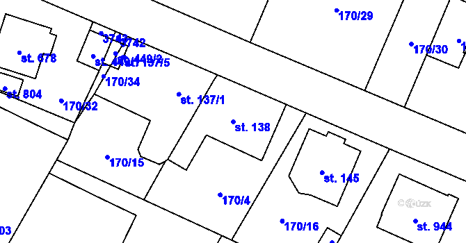 Parcela st. 138 v KÚ Velké Popovice, Katastrální mapa
