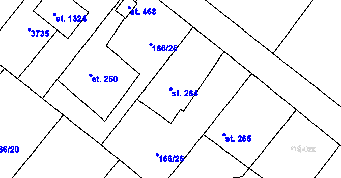 Parcela st. 264 v KÚ Velké Popovice, Katastrální mapa