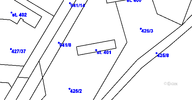Parcela st. 401 v KÚ Velké Popovice, Katastrální mapa