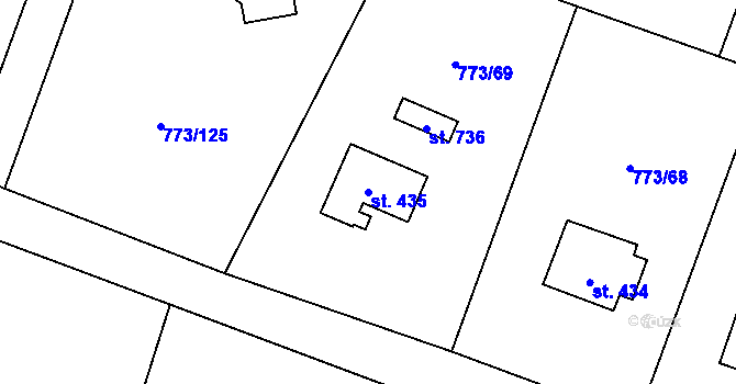 Parcela st. 435 v KÚ Velké Popovice, Katastrální mapa
