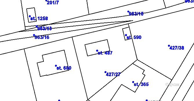 Parcela st. 487 v KÚ Velké Popovice, Katastrální mapa